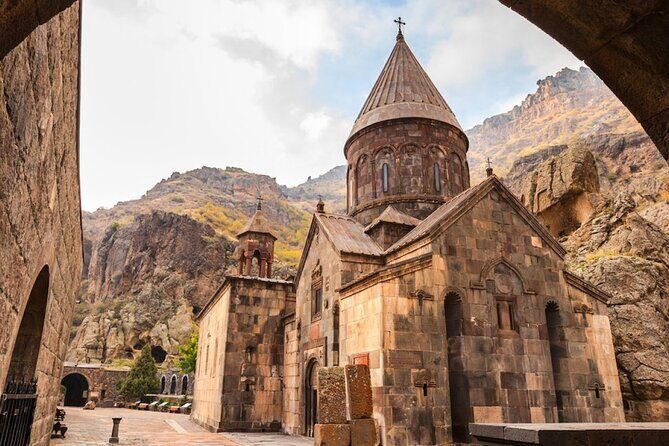 Private Tour to Garni Temple, Geghard & Khor Virap Monasteries, Azat Reservoir - Geghard Monastery: a cave church with UNESCO status and the spear connection