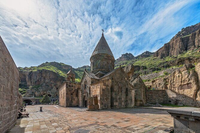 Yerevan: Garni, Geghard, Symphony of Stones & Lavash Baking - Geghard Monastery: rock-carved calm and the spear legend